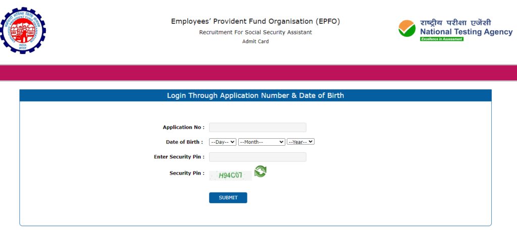 How to Download NTA EPFO SSA Admit card